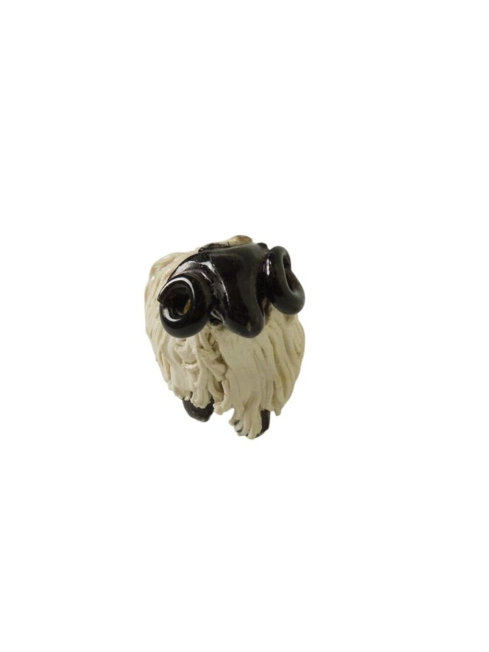 Vintage Spaghetti Scottish Blackface Ram Pottery Figurine Small 2.3"